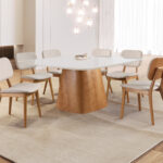 Mesa Bristol - Cadeira Bali com encosto amadeirado